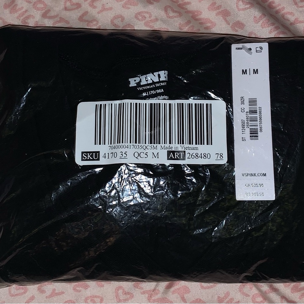 Victoria's Secret PINK Black Cropped Cotton Tee